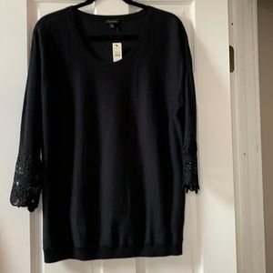 NWT- Talbots black sweater with 3/4 sleeves.Size M